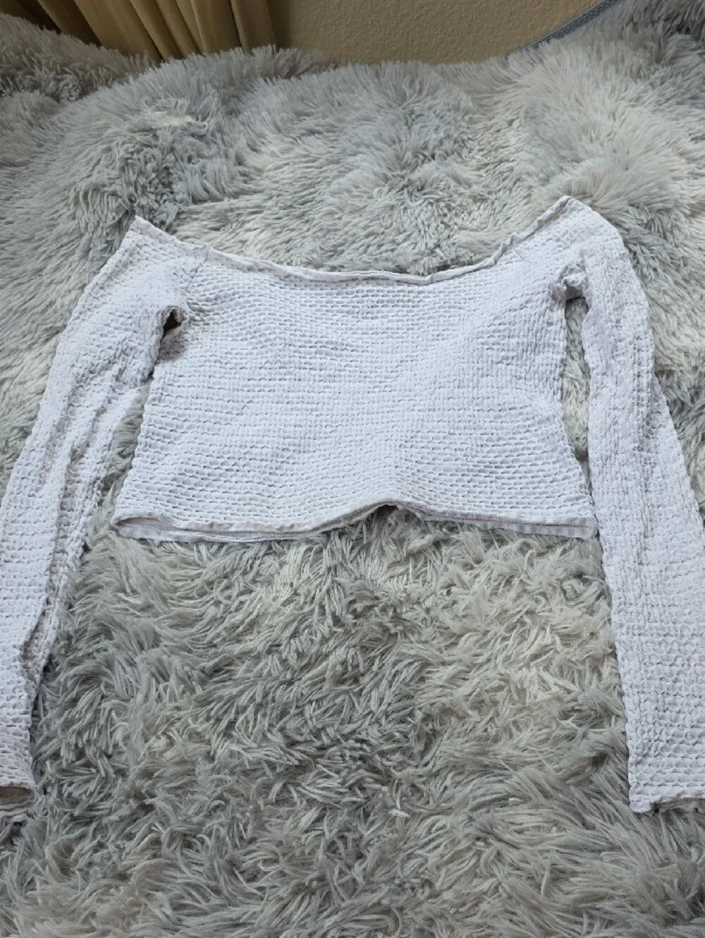 Free People Off-Shoulder Cropped Knit Top in Soft White